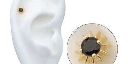 Invictus 14Kt Yellow Gold Threadless Spike Edge Prong Set Round Gem Top