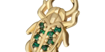 Invictus 14Kt Yellow Gold Threadless Paved Gem Beetle Guardian Top