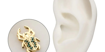 Invictus 14Kt Yellow Gold Threadless Paved Gem Beetle Guardian Top