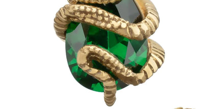 Invictus 14Kt Yellow Gold Threadless Serpent Wrapped on Teardrop Emerald Top