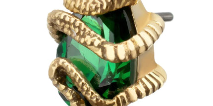 Invictus 14Kt Yellow Gold Threadless Serpent Wrapped on Teardrop Emerald Top