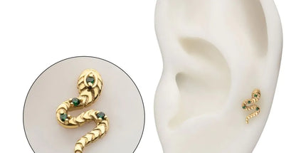 Invictus 14Kt Yellow Gold Threadless Prong Set Gem Serpent Path Top