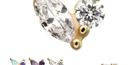 Invictus 14Kt Yellow Gold Threadless Dual CZ Gem Harmony Top