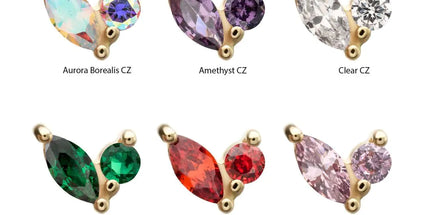 Invictus 14Kt Yellow Gold Threadless Dual CZ Gem Harmony Top