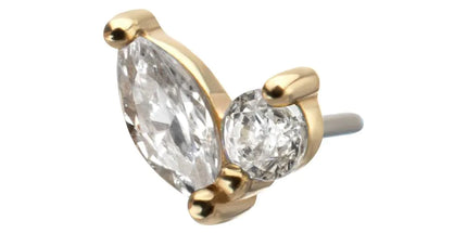 Invictus 14Kt Yellow Gold Threadless Dual CZ Gem Harmony Top