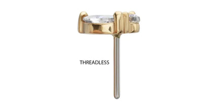 Invictus 14Kt Yellow Gold Threadless Dual CZ Gem Harmony Top