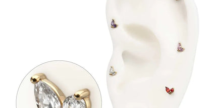 Invictus 14Kt Yellow Gold Threadless Dual CZ Gem Harmony Top