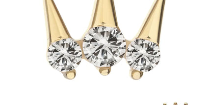 Invictus 14Kt Yellow Gold Threadless Prong Set Round Gem Triple Spike Top