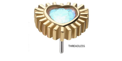 Invictus 14Kt Yellow Gold Threadless Bezel Set Gem Heart Beam Top