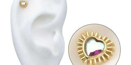 Invictus 14Kt Yellow Gold Threadless Bezel Set Gem Heart Beam Top