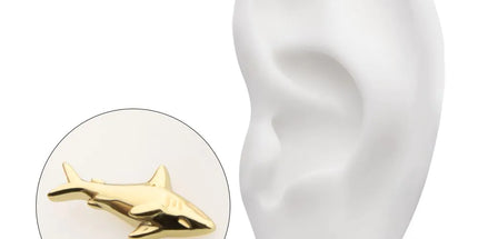 Invictus 14Kt Yellow Gold Threadless 2D Shark Top
