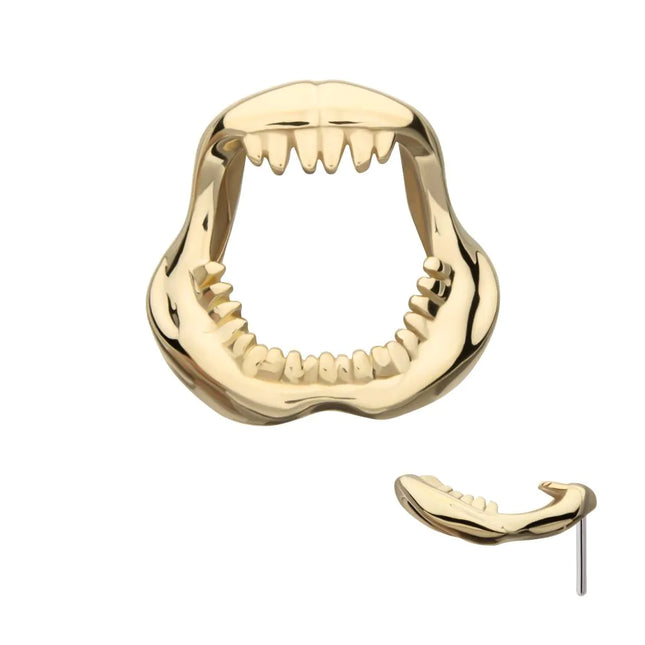 Invictus 14kt Yellow Gold Threadless Casted Shark Jaws Top
