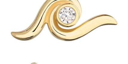 Invictus 14Kt Yellow Gold Threadless Delicate Waterwave Top with Bezel Gem