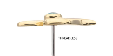 Invictus 14Kt Yellow Gold Threadless Delicate Waterwave Top with Bezel Gem