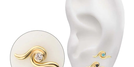 Invictus 14Kt Yellow Gold Threadless Delicate Waterwave Top with Bezel Gem