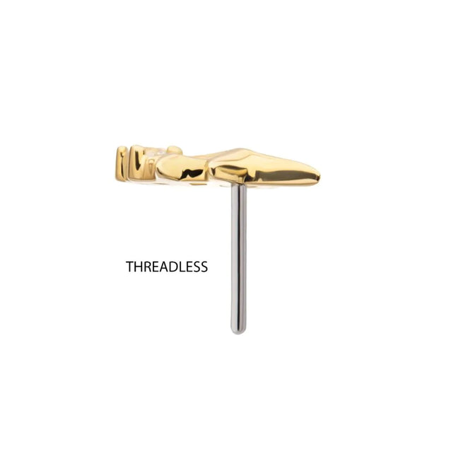 Invictus 14Kt Gold Threadless Double Celestial Star Top with Prong Set Gem