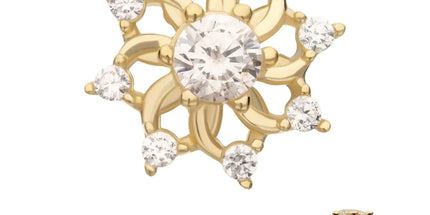 Invictus 14Kt Yellow Gold Threadless Swirled Flower Top with Prong Set Gem