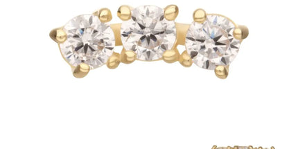 Invictus 14Kt Gold Threadless Centered Gem Curved Cluster Top