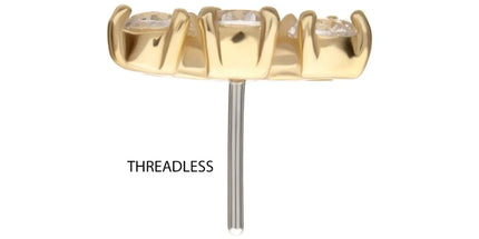 Invictus 14Kt Gold Threadless Centered Gem Curved Cluster Top