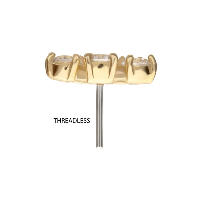 Invictus 14Kt Gold Threadless Centered Gem Curved Cluster Top