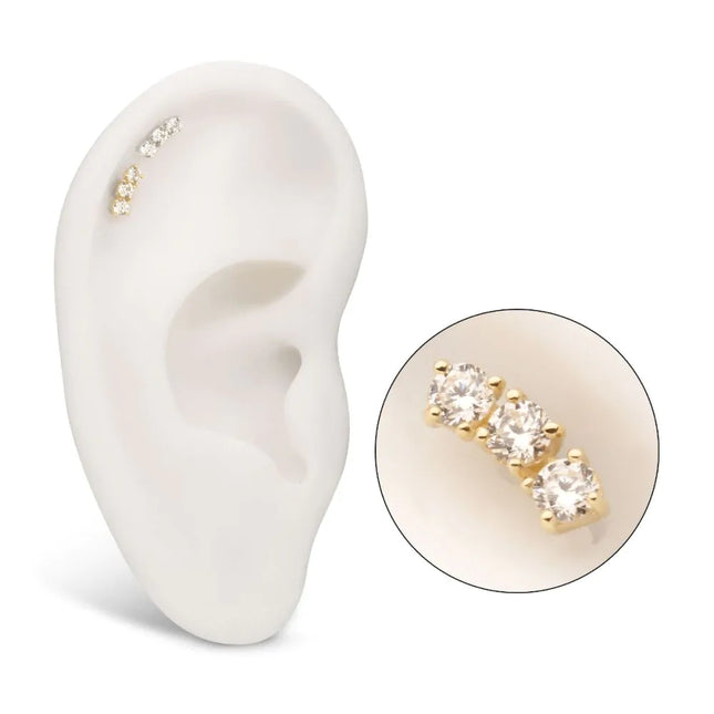 Invictus 14Kt Gold Threadless Centered Gem Curved Cluster Top