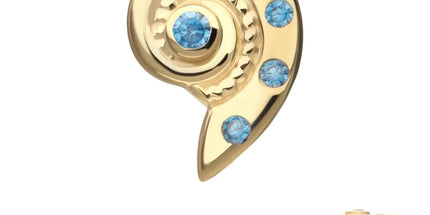 Invictus 14Kt Yellow Gold Threadless Aqua CZ Gem Snaill Top