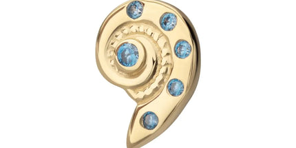 Invictus 14Kt Yellow Gold Threadless Aqua CZ Gem Snaill Top