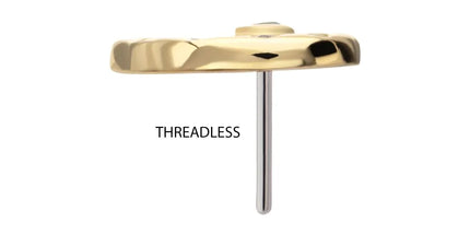 Invictus 14Kt Yellow Gold Threadless Aqua CZ Gem Snaill Top