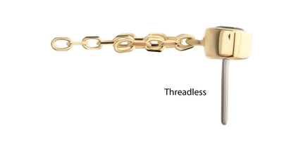 Invictus 14Kt Yellow Gold Threadless Bezel Set Gem Top with Triple Chain Dangle