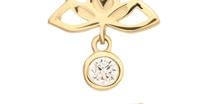 Invictus 14Kt Yellow Gold Threadless Lotus Flower Top with Bezel Gem Dangle