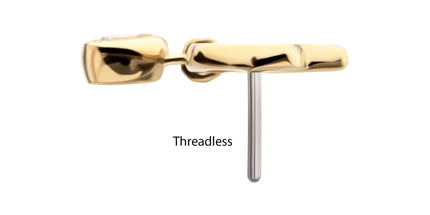 Invictus 14Kt Yellow Gold Threadless Lotus Flower Top with Bezel Gem Dangle