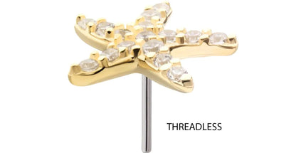 Invictus 14Kt Yellow Gold Threadless Pave Gem Starfish Top