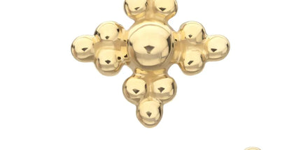 Invictus 14Kt Yellow Gold Threadless Tri-bead Flower Top