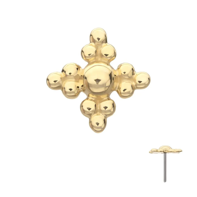 Invictus 14Kt Yellow Gold Threadless Tri-bead Flower Top