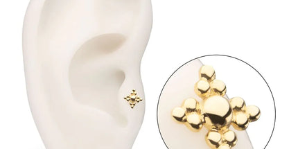Invictus 14Kt Yellow Gold Threadless Tri-bead Flower Top