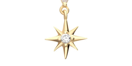 Invictus 14Kt Yellow Gold Marquise with Prong CZ Gem North Star Dangle Top
