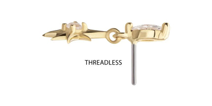 Invictus 14Kt Yellow Gold Marquise with Prong CZ Gem North Star Dangle Top