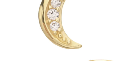 Invictus 14Kt Gold Threadless Pave CZ Gem Crescent Moon Top