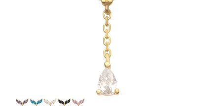 Invictus 14Kt Gold Threadless Quadruple Marquise Cluster Top with Teardrop CZ Gem Dangle