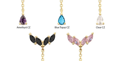 Invictus 14Kt Gold Threadless Quadruple Marquise Cluster Top with Teardrop CZ Gem Dangle