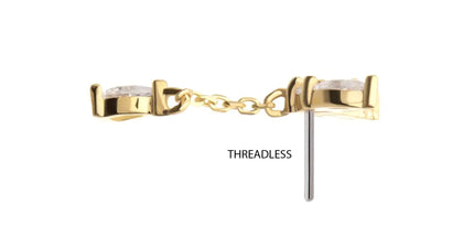 Invictus 14Kt Gold Threadless Quadruple Marquise Cluster Top with Teardrop CZ Gem Dangle