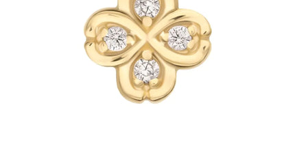 Invictus 14Kt Gold Threadless 4 Leaf Clover with Prong Gem Accents Top