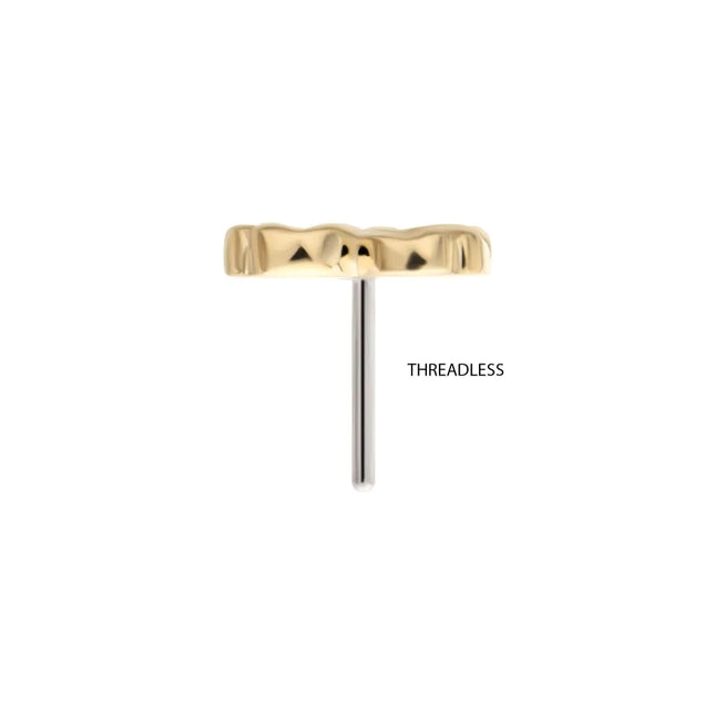 Invictus 14Kt Gold Threadless 4 Leaf Clover with Prong Gem Accents Top