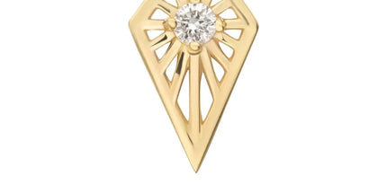 Invictus 14Kt Yellow Gold Threadless Prong Set Round CZ Gem on a Radiant Kite Shape Top