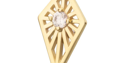 Invictus 14Kt Yellow Gold Threadless Prong Set Round CZ Gem on a Radiant Kite Shape Top