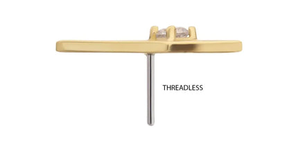 Invictus 14Kt Yellow Gold Threadless Prong Set Round CZ Gem on a Radiant Kite Shape Top