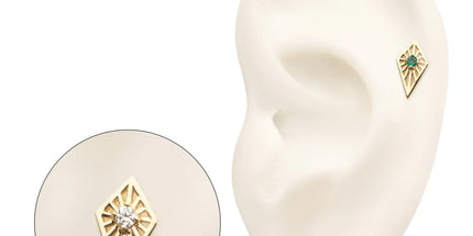 Invictus 14Kt Yellow Gold Threadless Prong Set Round CZ Gem on a Radiant Kite Shape Top