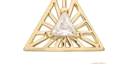 Invictus 14Kt Yellow Gold Threadless Prong Set Triangle CZ Gem on a Radiant Triangle Shape Top
