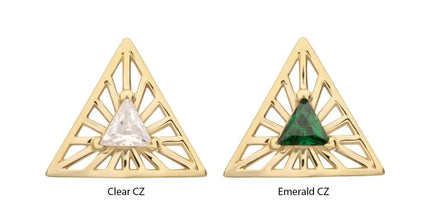 Invictus 14Kt Yellow Gold Threadless Prong Set Triangle CZ Gem on a Radiant Triangle Shape Top