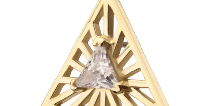 Invictus 14Kt Yellow Gold Threadless Prong Set Triangle CZ Gem on a Radiant Triangle Shape Top
